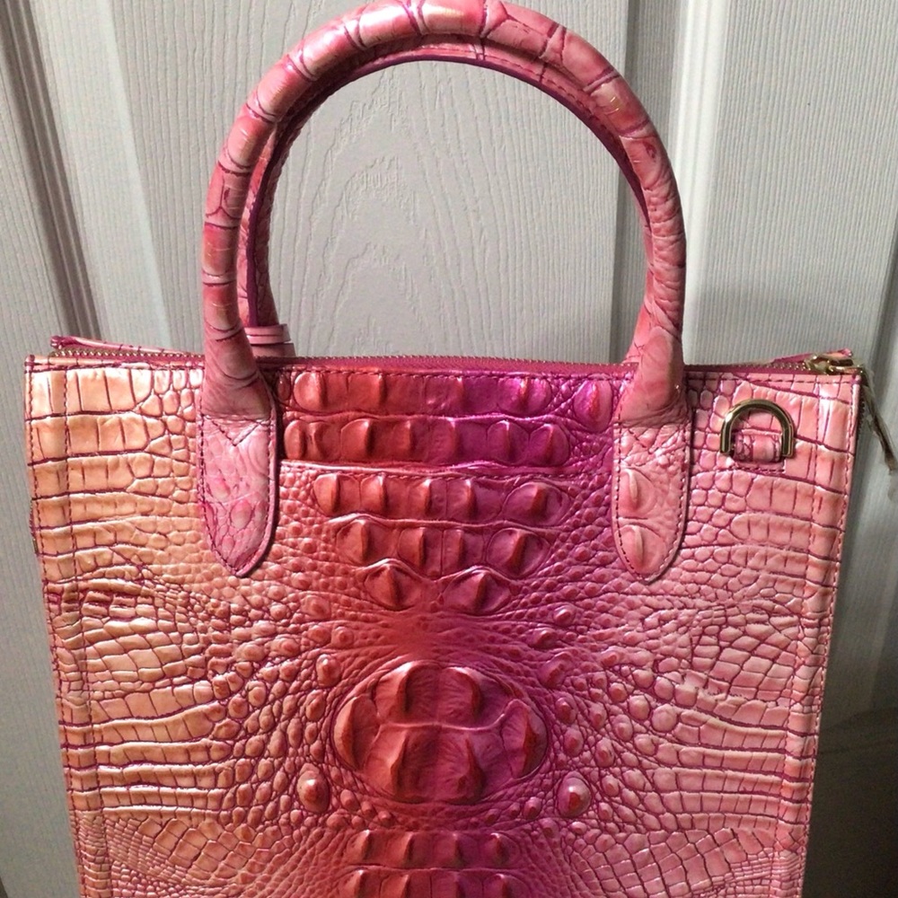 Leather Brahmin Tri-Color Caroline tote.
(Pink, Purple, Coral tones)

NWOT - Picture 2 of 16